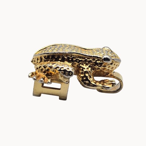 VTG 1975 Mimi Di Gold Tone Figural Frog Belt Buckle Accessory Whimsical Fairy - Picture 3 of 8